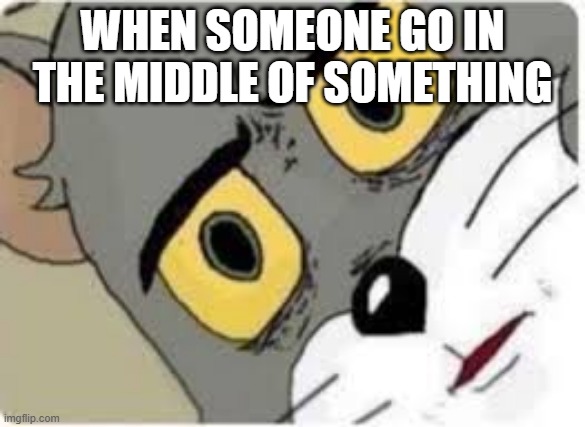 confusion at it's finest | WHEN SOMEONE GO IN THE MIDDLE OF SOMETHING | image tagged in confusion at it's finest | made w/ Imgflip meme maker