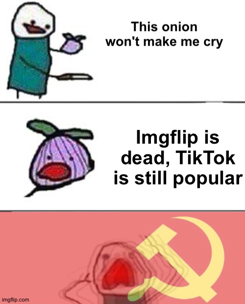 This onion won't make me cry (communist) | Imgflip is dead, TikTok is still popular | image tagged in this onion won't make me cry communist | made w/ Imgflip meme maker