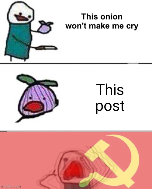 This onion won't make me cry (communist) | This post | image tagged in this onion won't make me cry communist | made w/ Imgflip meme maker
