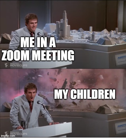 Uncle Martin's Model Exploding | ME IN A ZOOM MEETING; MY CHILDREN | image tagged in uncle martin's model exploding,memes | made w/ Imgflip meme maker