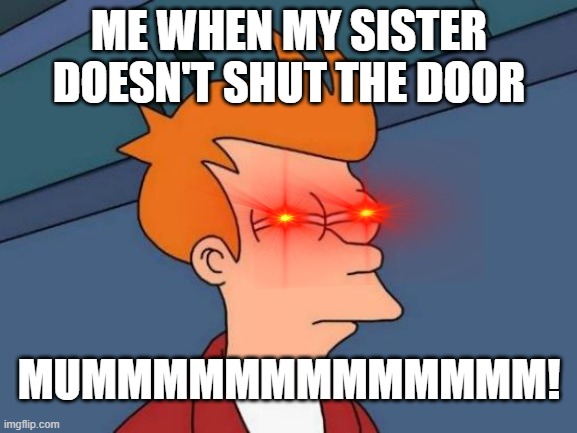 The Door... | ME WHEN MY SISTER DOESN'T SHUT THE DOOR; MUMMMMMMMMMMMMM! | image tagged in memes,futurama fry | made w/ Imgflip meme maker