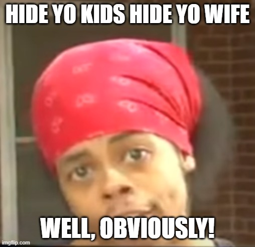 Anyone remeber this? I know I am so 2010. | HIDE YO KIDS HIDE YO WIFE; WELL, OBVIOUSLY! | image tagged in meme,hideyokidshideyowife | made w/ Imgflip meme maker