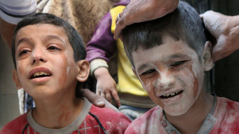 High Quality Syrian children of war crying Blank Meme Template