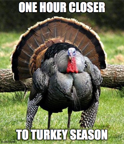 Fat Turkey | ONE HOUR CLOSER; TO TURKEY SEASON | image tagged in fat turkey | made w/ Imgflip meme maker