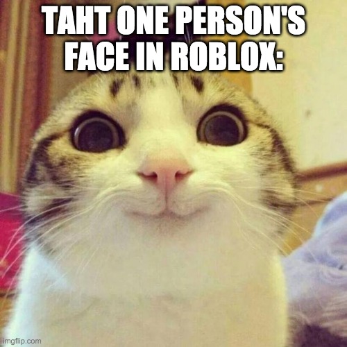 Smiling Cat | TAHT ONE PERSON'S FACE IN ROBLOX: | image tagged in memes,smiling cat | made w/ Imgflip meme maker