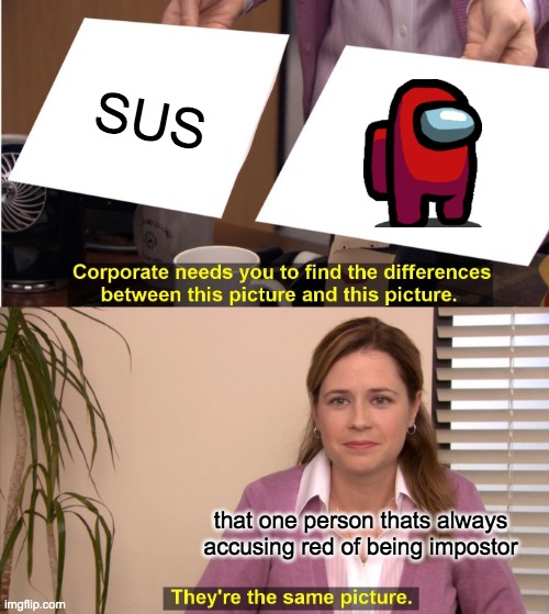 They're The Same Picture | SUS; that one person thats always accusing red of being impostor | image tagged in memes,they're the same picture | made w/ Imgflip meme maker