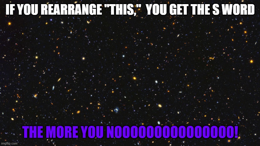 IF YOU REARRANGE "THIS,"  YOU GET THE S WORD; THE MORE YOU NOOOOOOOOOOOOOOO! | image tagged in the more you know,nooooooooo | made w/ Imgflip meme maker