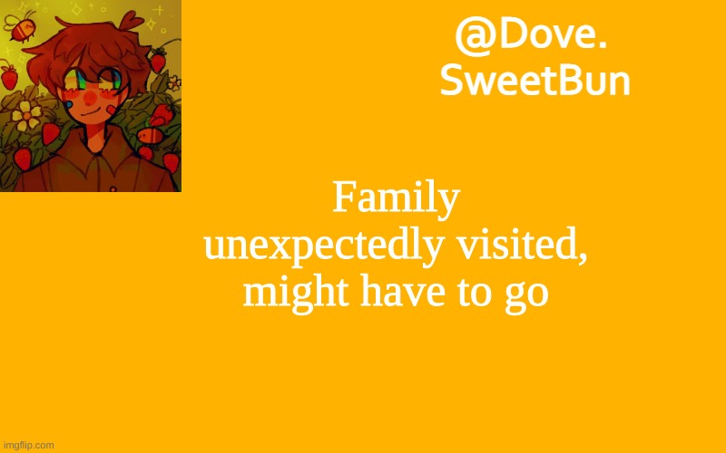 Another template | Family unexpectedly visited, might have to go | image tagged in another template | made w/ Imgflip meme maker
