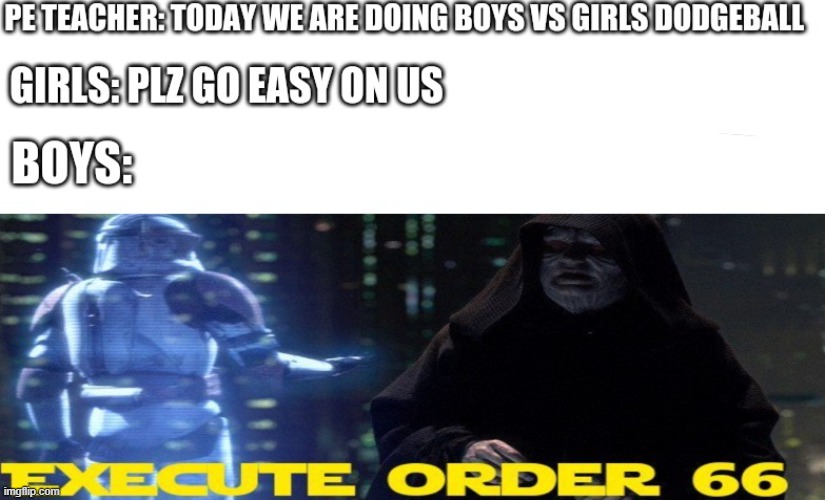 Execute Order 66 | image tagged in star wars,boys vs girls memes,order 66 | made w/ Imgflip meme maker