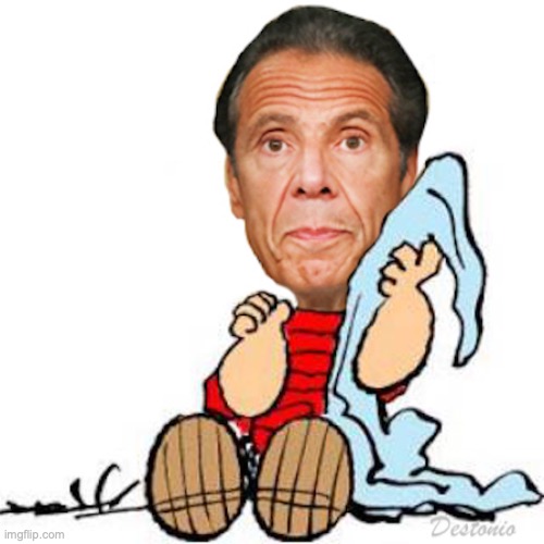 Got my blanky | image tagged in andrew cuomo,blanket | made w/ Imgflip meme maker