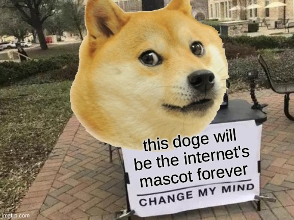 I think we can all agree that i'm right | this doge will be the internet's mascot forever | image tagged in memes,meme,change my mind,doge | made w/ Imgflip meme maker