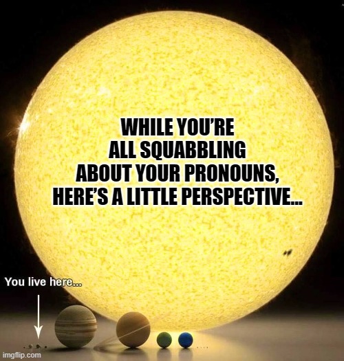 WHILE YOU’RE ALL SQUABBLING ABOUT YOUR PRONOUNS, HERE’S A LITTLE PERSPECTIVE... | made w/ Imgflip meme maker