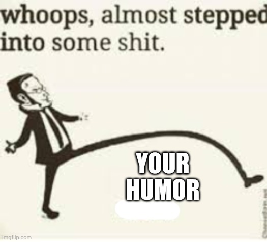 whoops, almost stepped into some shit | YOUR HUMOR | image tagged in whoops almost stepped into some shit | made w/ Imgflip meme maker