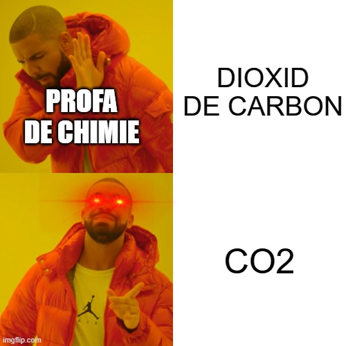 Drake Hotline Bling | DIOXID DE CARBON; PROFA DE CHIMIE; CO2 | image tagged in memes,drake hotline bling | made w/ Imgflip meme maker
