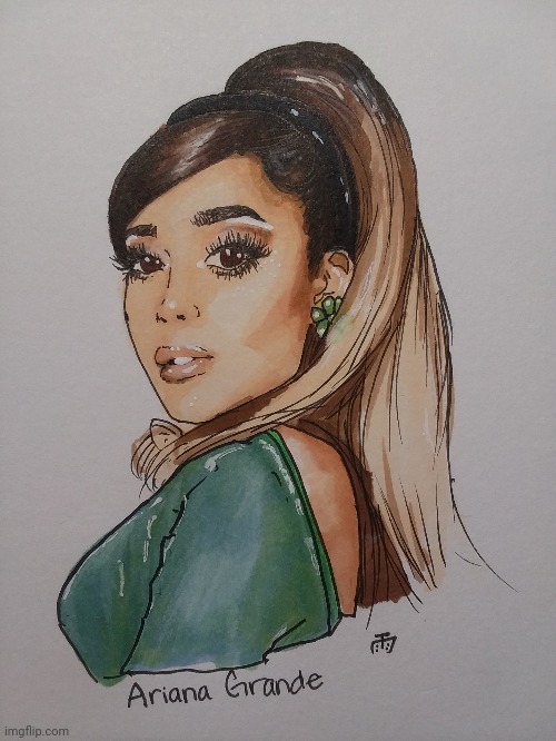 Ariana Grande portrait by AMAISENPAI | image tagged in face reveal | made w/ Imgflip meme maker