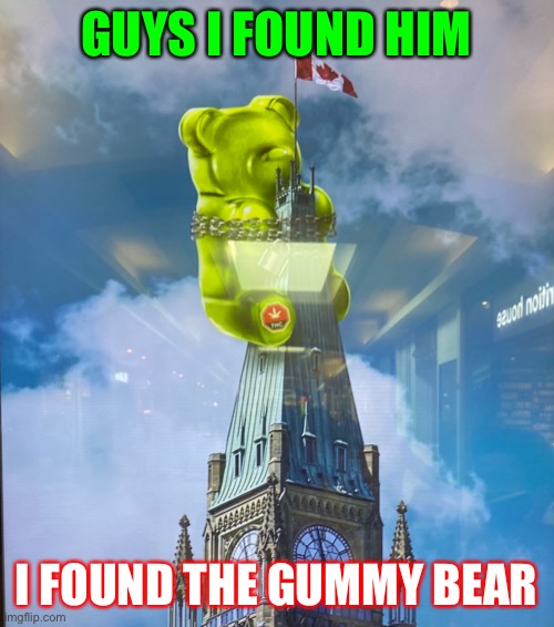 I FOUND IT | GUYS I FOUND HIM; I FOUND THE GUMMY BEAR | image tagged in gummy bears | made w/ Imgflip meme maker