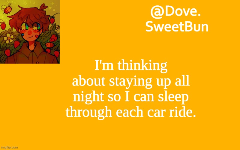 haha sleep is a myth | I'm thinking about staying up all night so I can sleep through each car ride. | image tagged in another template | made w/ Imgflip meme maker