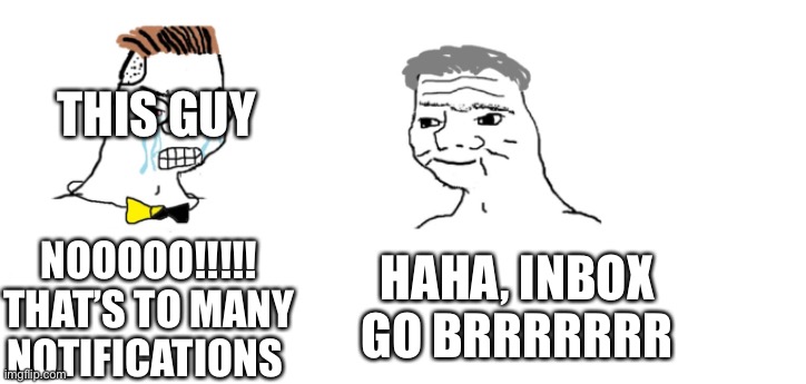 nooo haha go brrr | NOOOOO!!!!! THAT’S TO MANY NOTIFICATIONS HAHA, INBOX GO BRRRRRRR THIS GUY | image tagged in nooo haha go brrr | made w/ Imgflip meme maker
