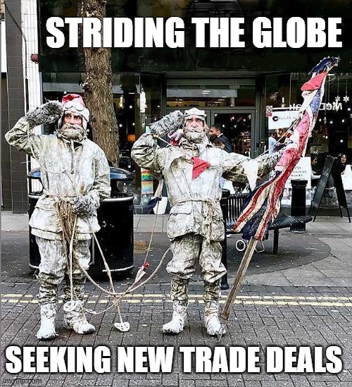 Trade seekers UK | STRIDING THE GLOBE; SEEKING NEW TRADE DEALS | image tagged in british explorers,business,commercial,colonialism,discovery,trade | made w/ Imgflip meme maker