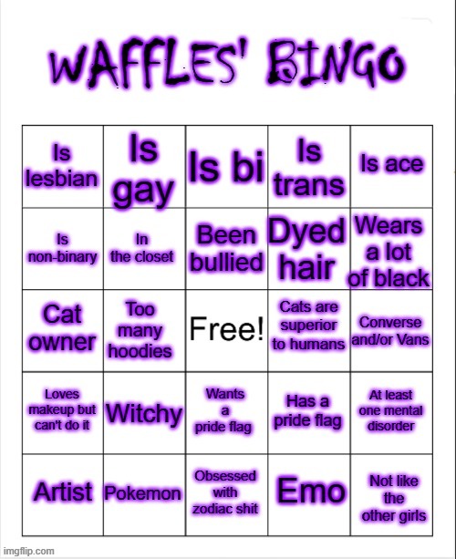 Waffles' Bingo | image tagged in waffles' bingo | made w/ Imgflip meme maker