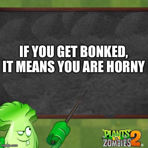 Bonk Choy says | IF YOU GET BONKED, IT MEANS YOU ARE HORNY | image tagged in bonk choy says | made w/ Imgflip meme maker