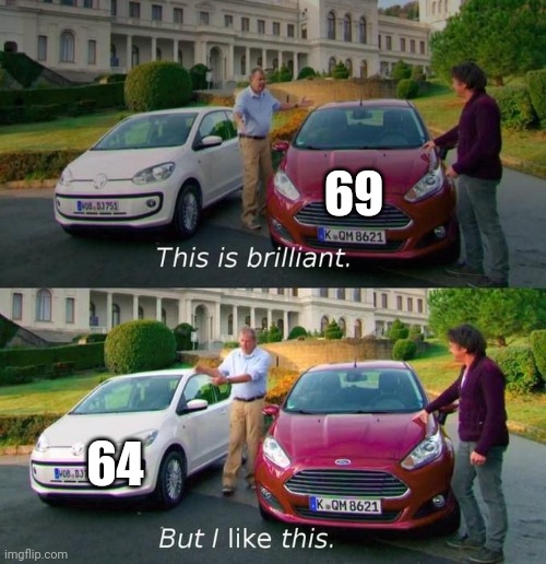 This Is Brilliant But I Like This | 69; 64 | image tagged in this is brilliant but i like this | made w/ Imgflip meme maker