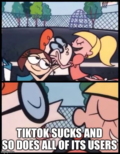 Say it Again, Dexter Meme | TIKTOK SUCKS AND SO DOES ALL OF ITS USERS | image tagged in memes,say it again dexter | made w/ Imgflip meme maker