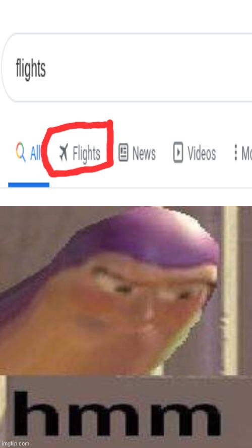 Hmmm | image tagged in buzz lightyear hmm,google,flights,fun | made w/ Imgflip meme maker