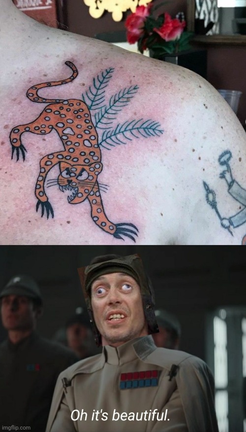 CRACKHEAD TAT | image tagged in oh it's beautiful,tattoos,tattoo,bad tattoos | made w/ Imgflip meme maker