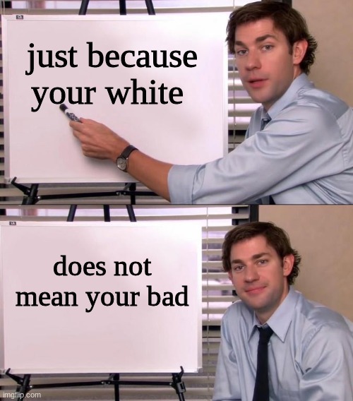 only some white ppl are bad. not all- | just because your white; does not mean your bad | image tagged in jim halpert explains | made w/ Imgflip meme maker