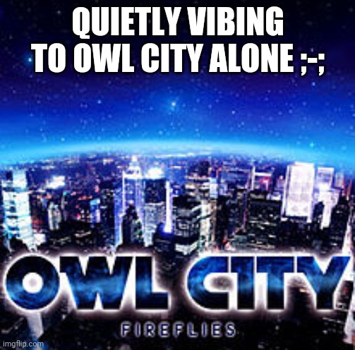 Owl city | QUIETLY VIBING TO OWL CITY ALONE ;-; | image tagged in owl city | made w/ Imgflip meme maker