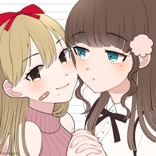 Lez anime couple (me and my girlfriend :)) | image tagged in anime,picrew,ocs,memes | made w/ Imgflip meme maker