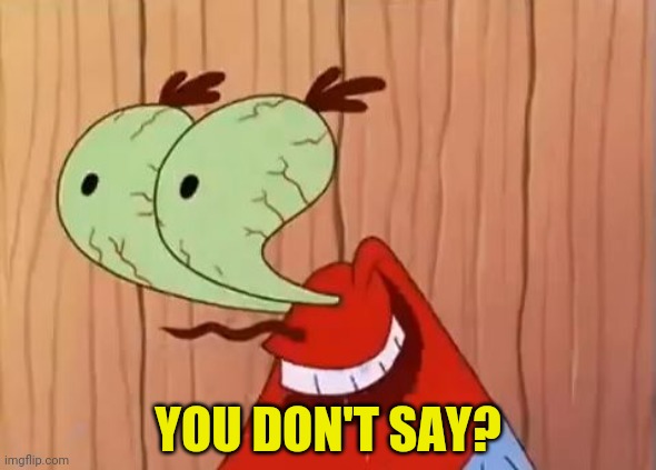 Mr. Krabs You Don't Say | YOU DON'T SAY? | image tagged in mr krabs you don't say | made w/ Imgflip meme maker