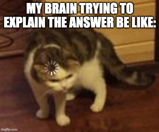 Loading cat | MY BRAIN TRYING TO EXPLAIN THE ANSWER BE LIKE: | image tagged in loading cat | made w/ Imgflip meme maker