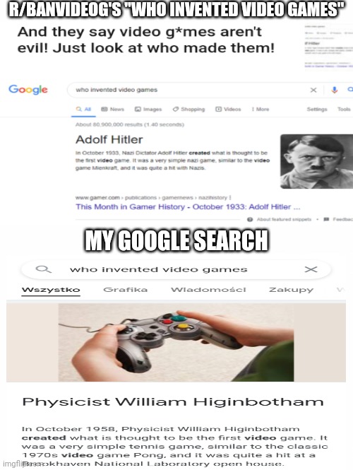 Liars! | R/BANVIDEOG'S "WHO INVENTED VIDEO GAMES"; MY GOOGLE SEARCH | image tagged in liars | made w/ Imgflip meme maker