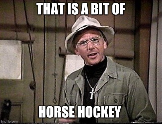 MASH | THAT IS A BIT OF HORSE HOCKEY | image tagged in mash | made w/ Imgflip meme maker