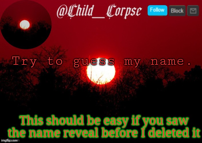 T | Try to guess my name. This should be easy if you saw the name reveal before I deleted it | image tagged in t | made w/ Imgflip meme maker