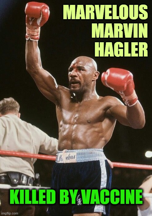 One name in a long list that will continue to grow. | MARVELOUS
MARVIN
HAGLER; KILLED BY VACCINE | image tagged in vaccines,anti vax,covid-19 | made w/ Imgflip meme maker