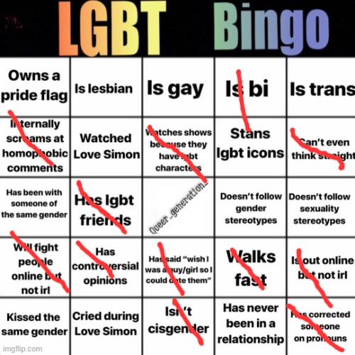 there | image tagged in lgbtq bingo | made w/ Imgflip meme maker