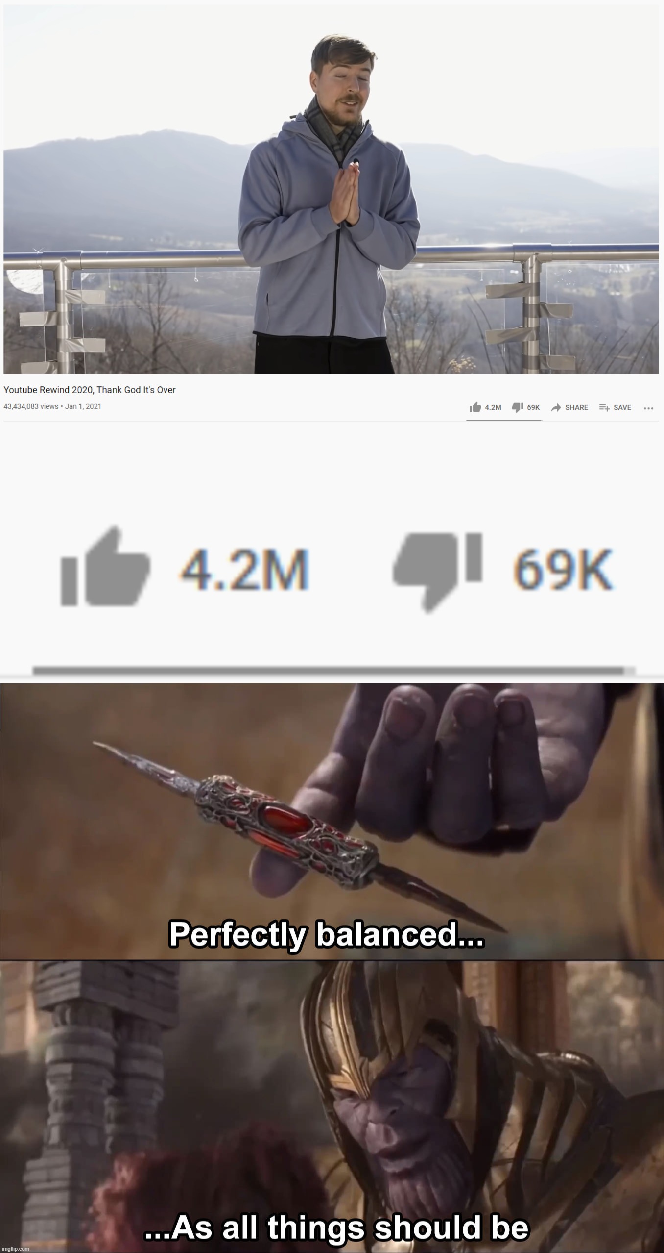 image tagged in memes,thanos perfectly balanced as all things should be | made w/ Imgflip meme maker
