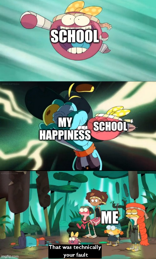 -_- | SCHOOL; MY HAPPINESS; SCHOOL; ME | image tagged in memes,funny,school,happiness | made w/ Imgflip meme maker