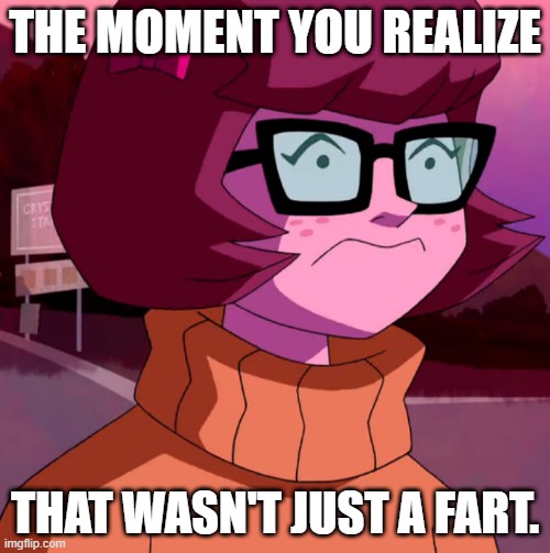 the moment you realize | THE MOMENT YOU REALIZE; THAT WASN'T JUST A FART. | image tagged in scooby doo surprised | made w/ Imgflip meme maker