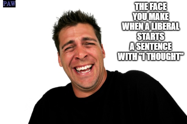 They thought | THE FACE YOU MAKE WHEN A LIBERAL STARTS A SENTENCE WITH "I THOUGHT" | image tagged in liberal,funny,thought | made w/ Imgflip meme maker