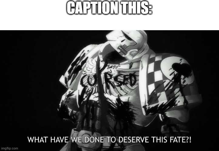 What have we done to deserve this fate?! | CAPTION THIS: | image tagged in what have we done to deserve this fate | made w/ Imgflip meme maker