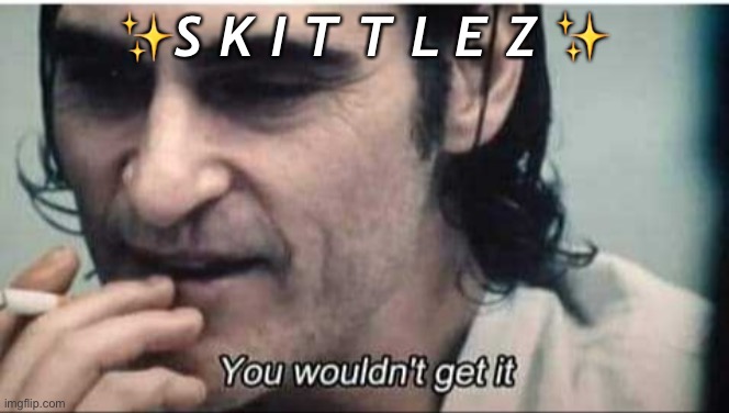 . | ✨S K I T T L E Z ✨ | image tagged in you wouldn't get it | made w/ Imgflip meme maker