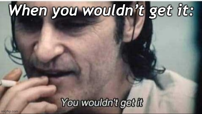 You wouldn't get it | When you wouldn’t get it: | image tagged in you wouldn't get it | made w/ Imgflip meme maker