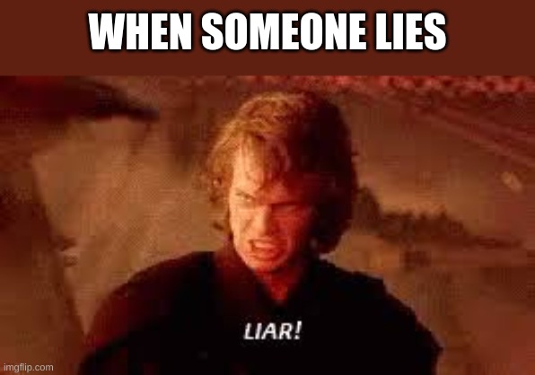 Anakin Liar | WHEN SOMEONE LIES | image tagged in anakin liar | made w/ Imgflip meme maker