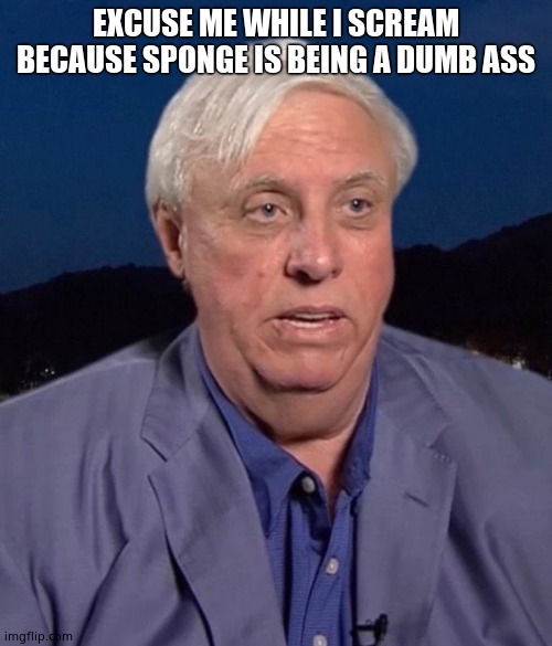 Jim Justice | EXCUSE ME WHILE I SCREAM BECAUSE SPONGE IS BEING A DUMB ASS | image tagged in jim justice | made w/ Imgflip meme maker