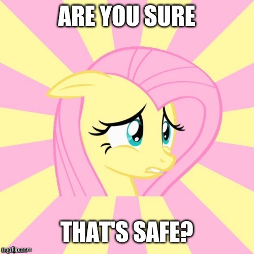 Awkward Fluttershy | ARE YOU SURE THAT'S SAFE? | image tagged in awkward fluttershy | made w/ Imgflip meme maker