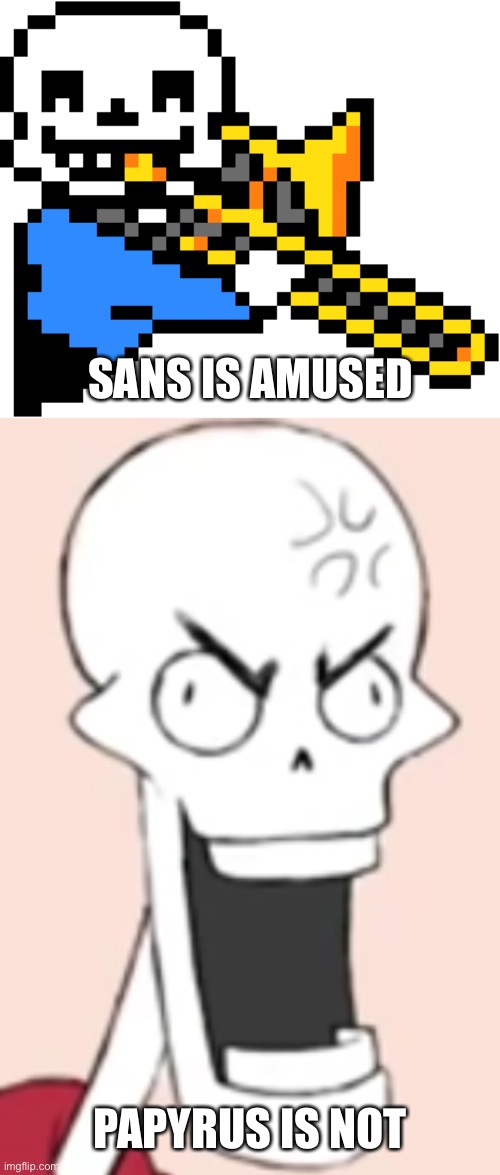 SANS IS AMUSED PAPYRUS IS NOT | image tagged in sans trombone,papyrus made | made w/ Imgflip meme maker
